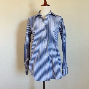 Thomas Mason® X Brooks Brothers Blue & White Striped Button Down Shirt Size 2